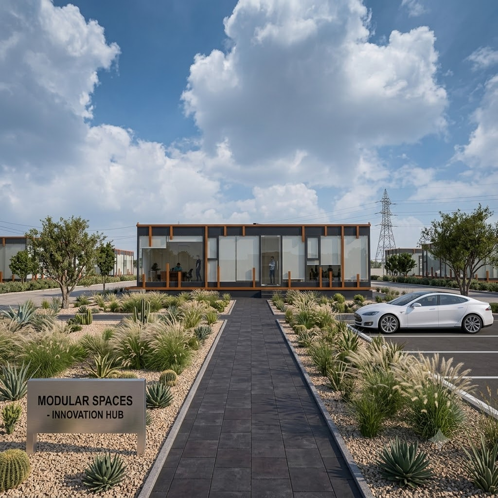 ACP Prefabricated Site Office - Modern Glass Panel Office Exterior