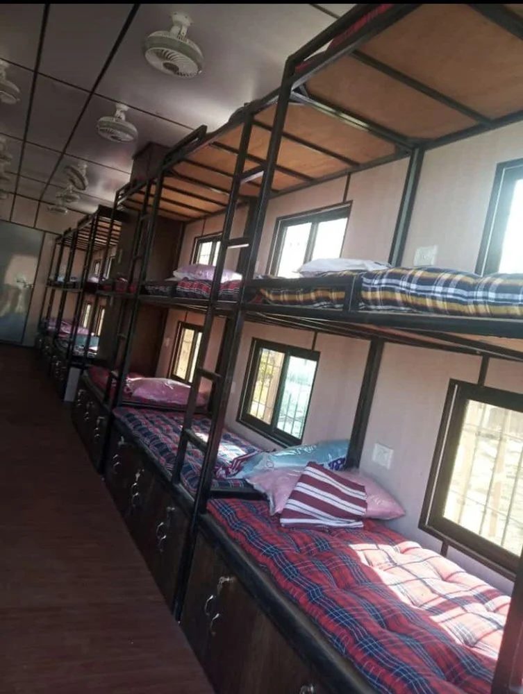 Prefab Steel Bunkhouse Interior - Double Decker Bunk Beds Labour Accommodation