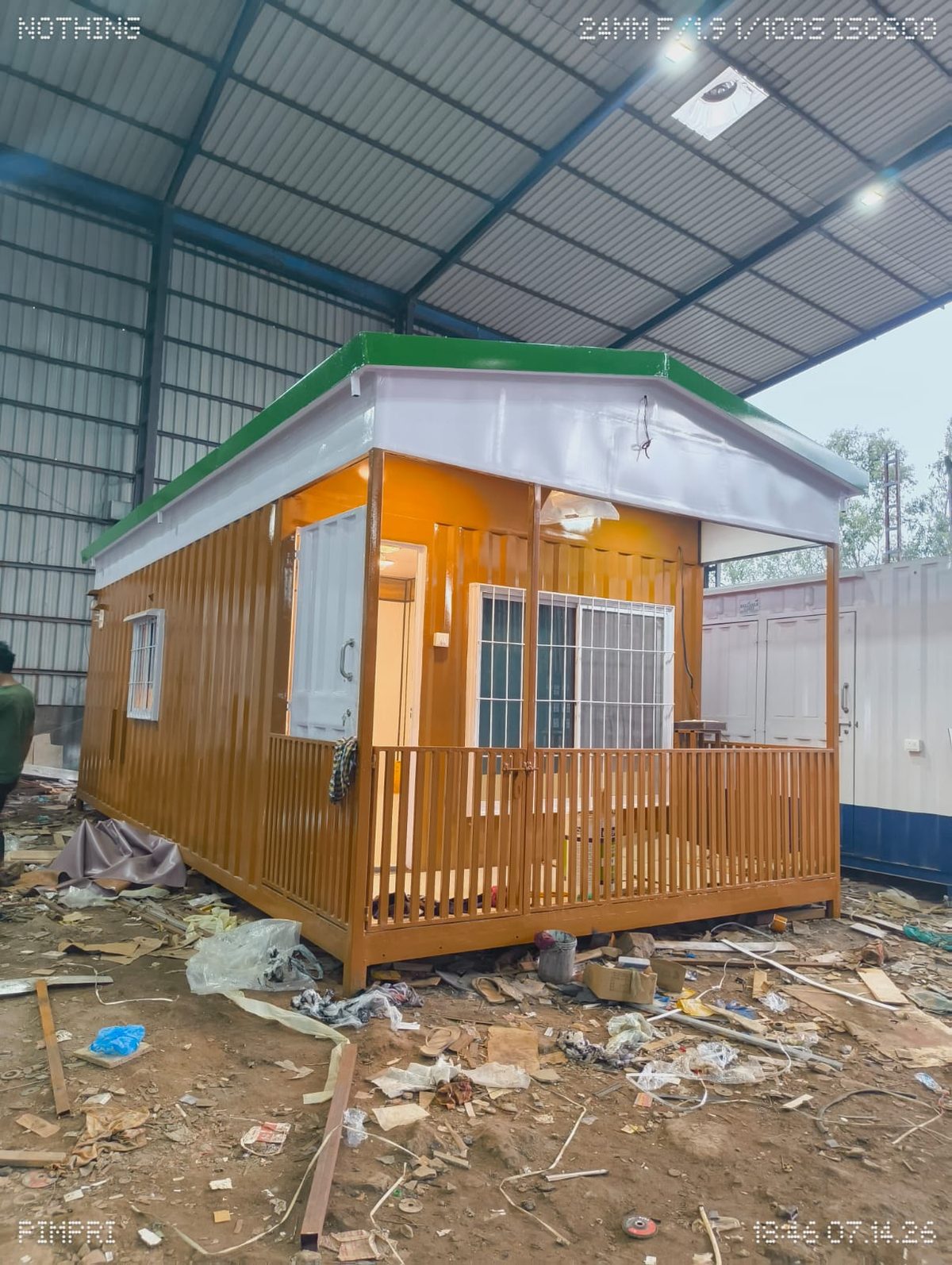 Customized Portable Cabin - Orange Steel Cabin with Veranda Manufacturer Gujarat