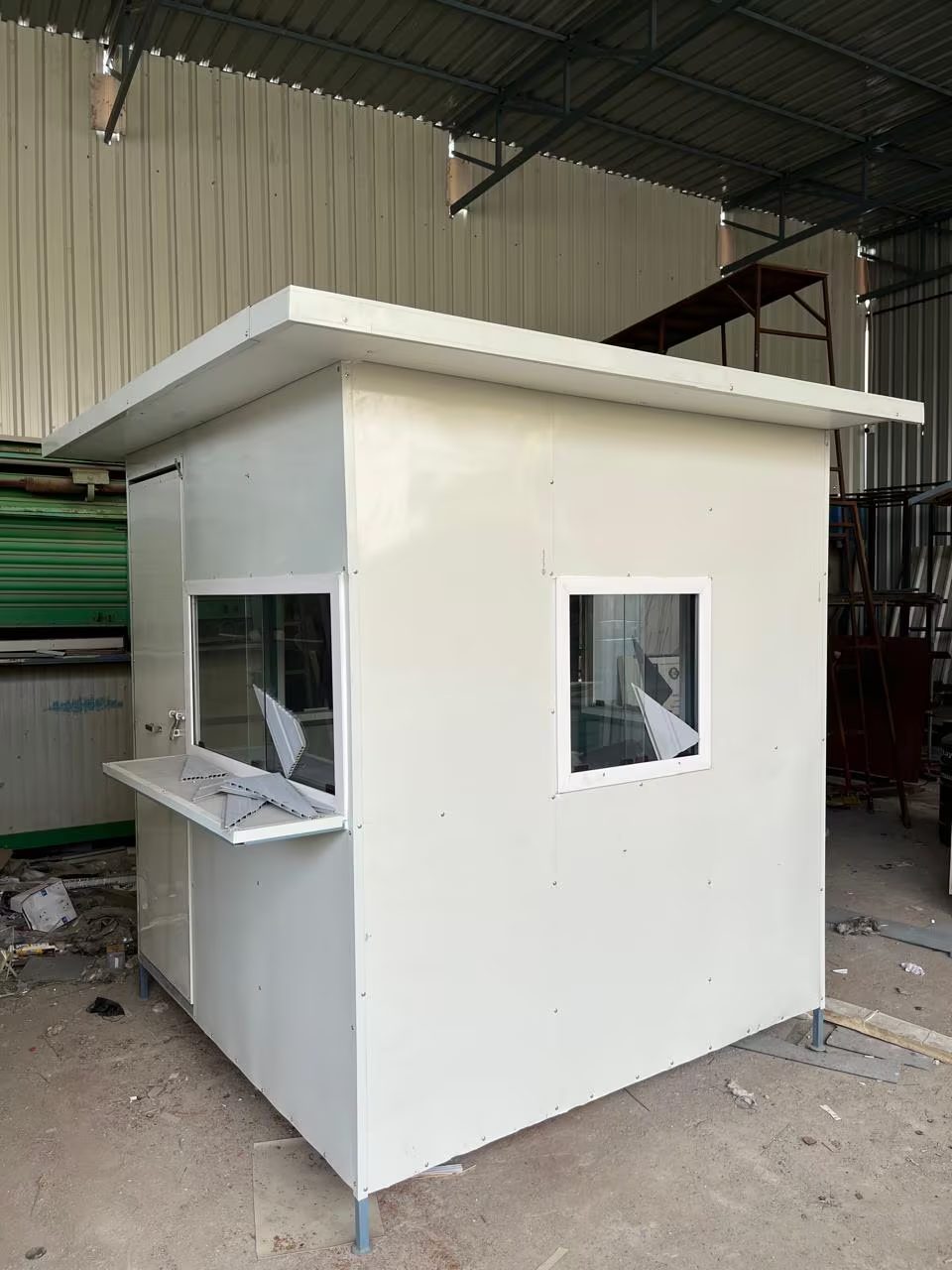 MS Portable Security Cabin - White Steel Cabin with Serving Window Ahmedabad