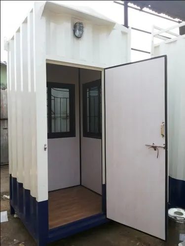 MS Portable Toilet Cabin - White and Blue Steel Toilet Unit Ahmedabad