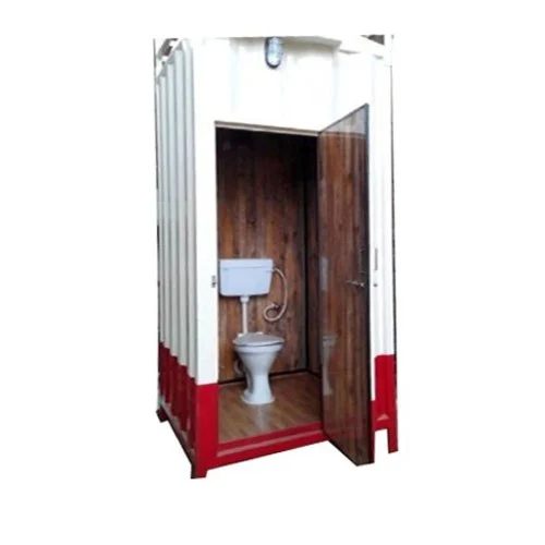 Portable Biodegradable Toilet - Red White Cabin with Open Door Interior Ahmedabad