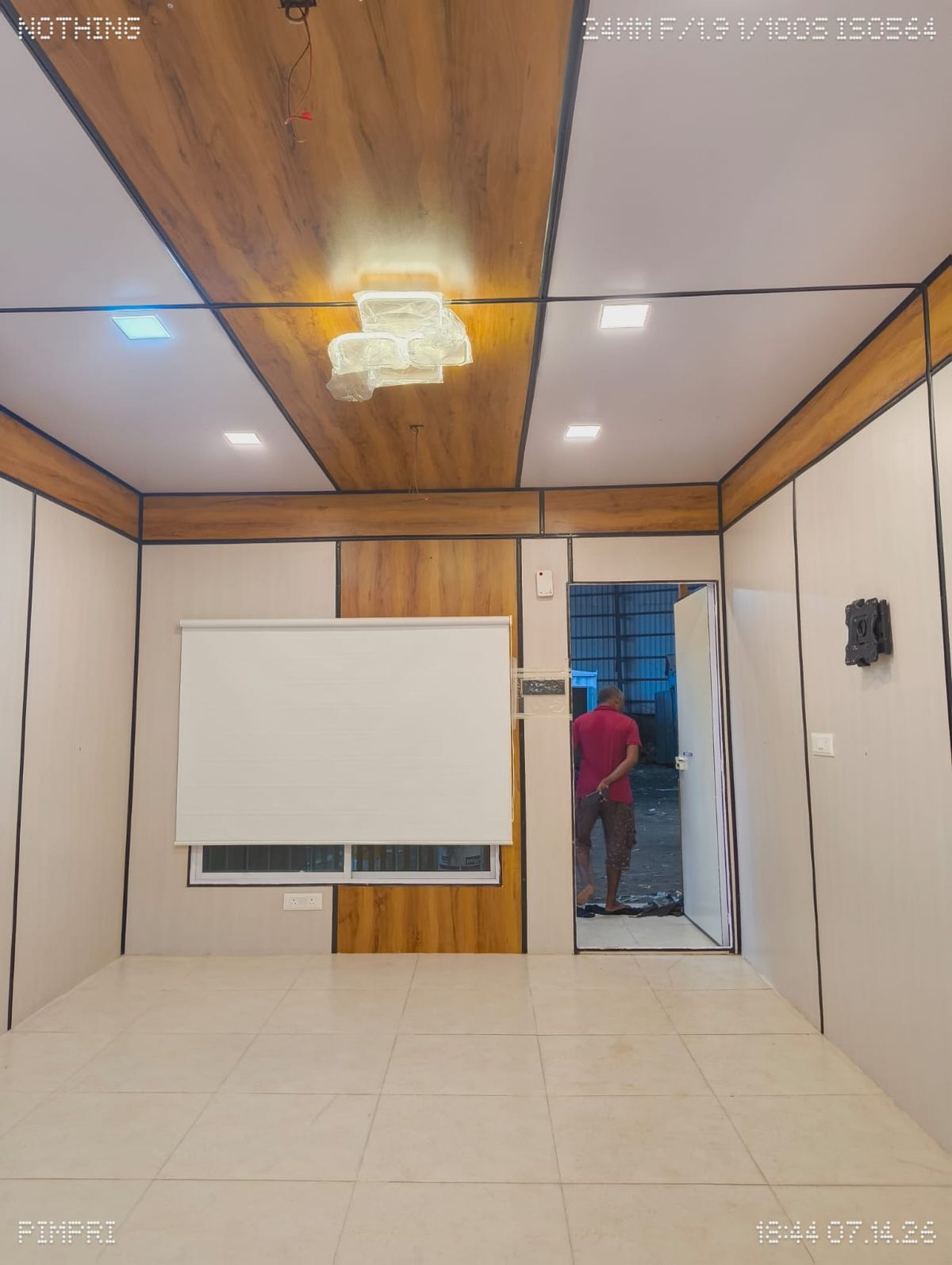Portable Living Cabin Interior - Premium Tile Floor Wood Ceiling LED Lights Gujarat