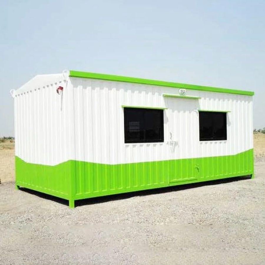 Portable Site Office Cabin - Green & White GI Porta Cabin Manufacturer Ahmedabad