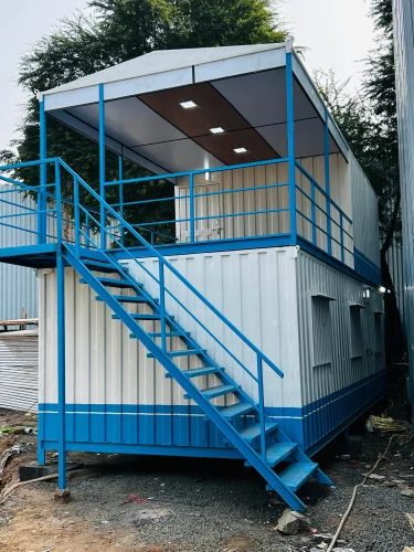 Prefab Steel Bunkhouse - Blue Cabin with Rooftop Deck and Staircase Ahmedabad