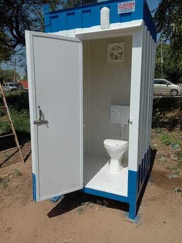 Readymade Toilet Cabin - Blue White Cabin with Open Door Ready to Install Ahmedabad