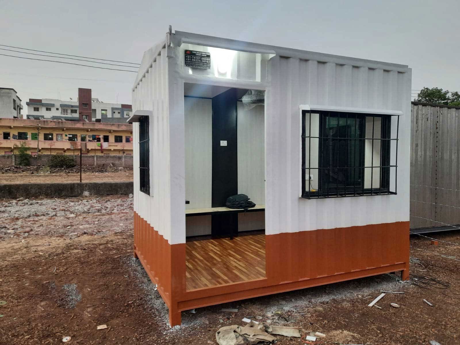 Steel Modular Portable Cabin - White Blue Exterior Prefab Site Office Gujarat